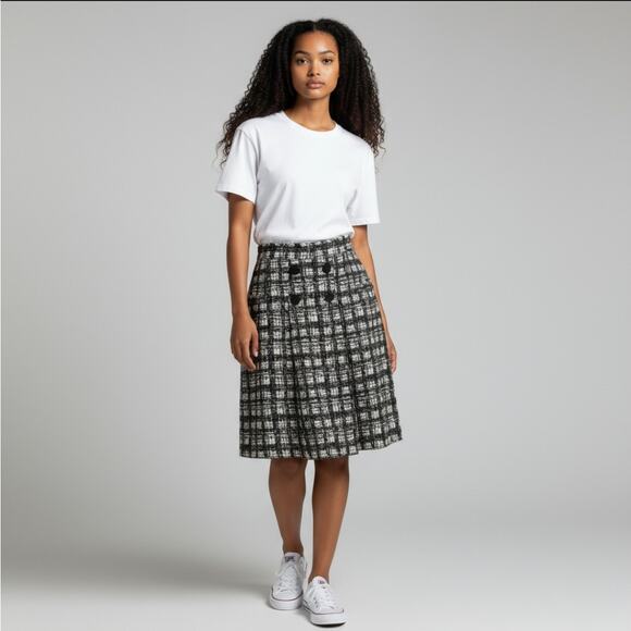 Tibi Wool Button Midi Skirt - Picture 2 of 8